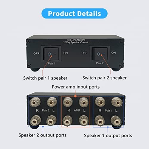 2 Zone Stereo Speaker Selector Switch Box for Multi-Channel Amp