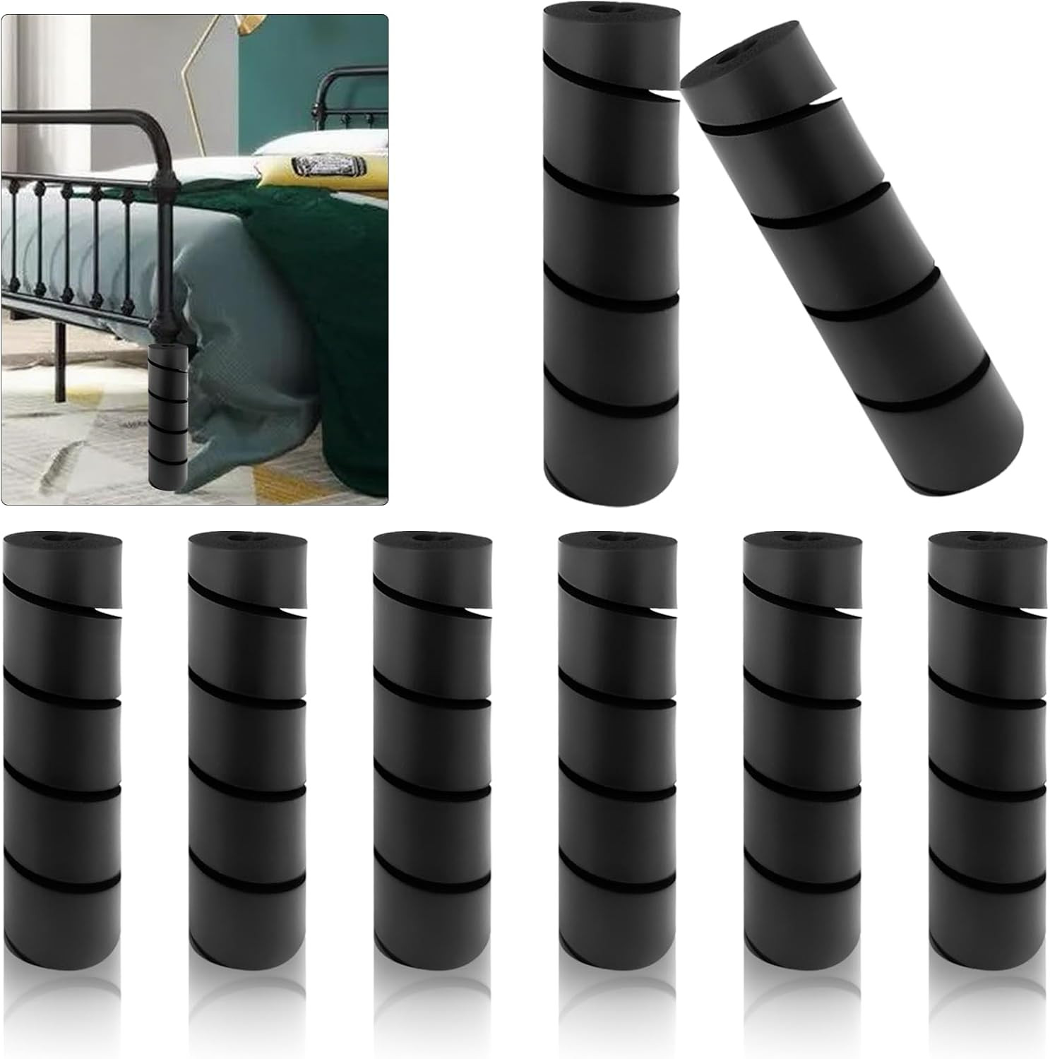 8PCS Bed Frame Toe Protectors, 6" Bed Frame Leg Covers, Protects Toes from Colli
