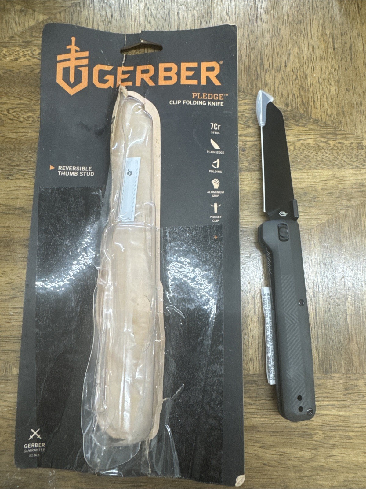 Gerber Pledge Pocket Knife Liner Lock Plain Edge Blade Omni Gray Reversible