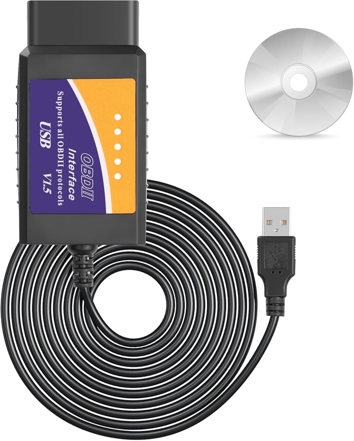 ELM327 OBD2 USB Adapter OBD2 to USB Scanner Adapter OBDII Diagnostic Cable