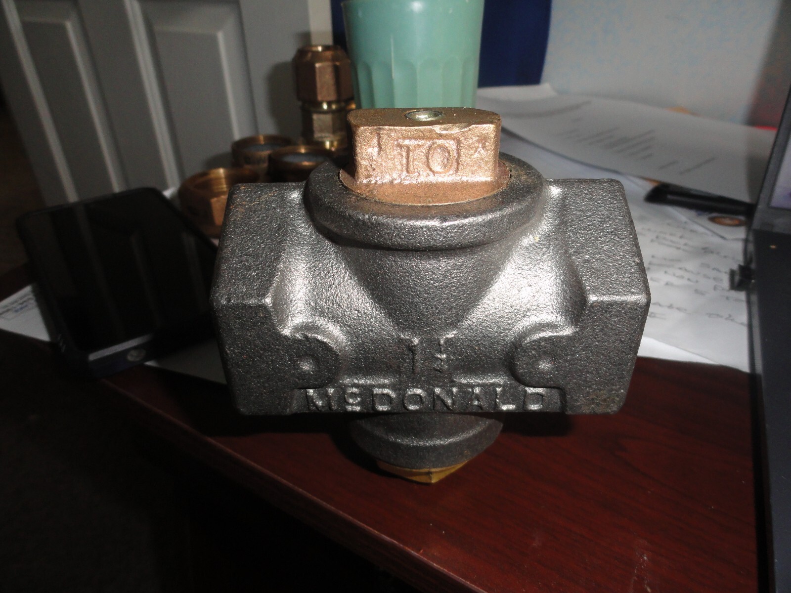 Mcdonald 1-1/4" GAS METER VALVE 175PSIG BLACK IRON BODY BRASS FREE SHIP SAME DAY