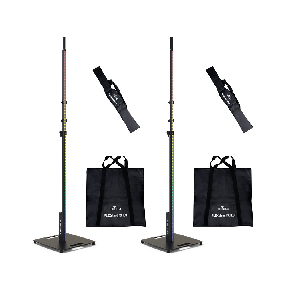 2x Chauvet DJ FLEXstand FX ILS telescoping stand with built-in LED strip & Bags