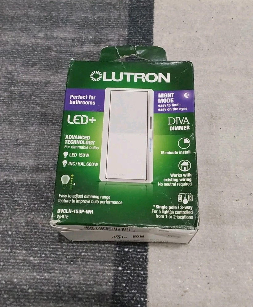 Lutron Diva LED+ Dimmer Switch with NIGHT MODE DVCLN-153P-WH, 150-Watt/Single H2