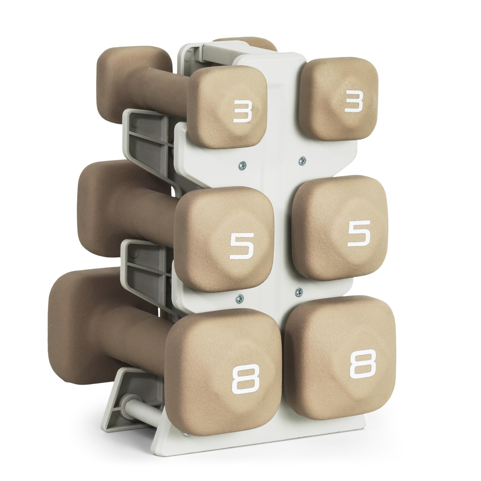32 LB Neoprene Dumbbell Set with Storage Rack – Non-Slip, Anti-Roll Hand Weig...