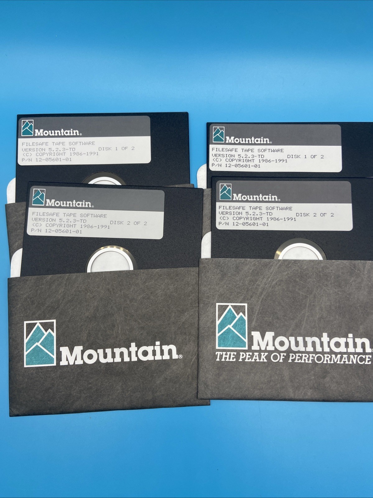(2 Sets) Mountain FileSafe Tape Software v5.2.3-TD - 4x 5.25" Floppy Disk As Is
