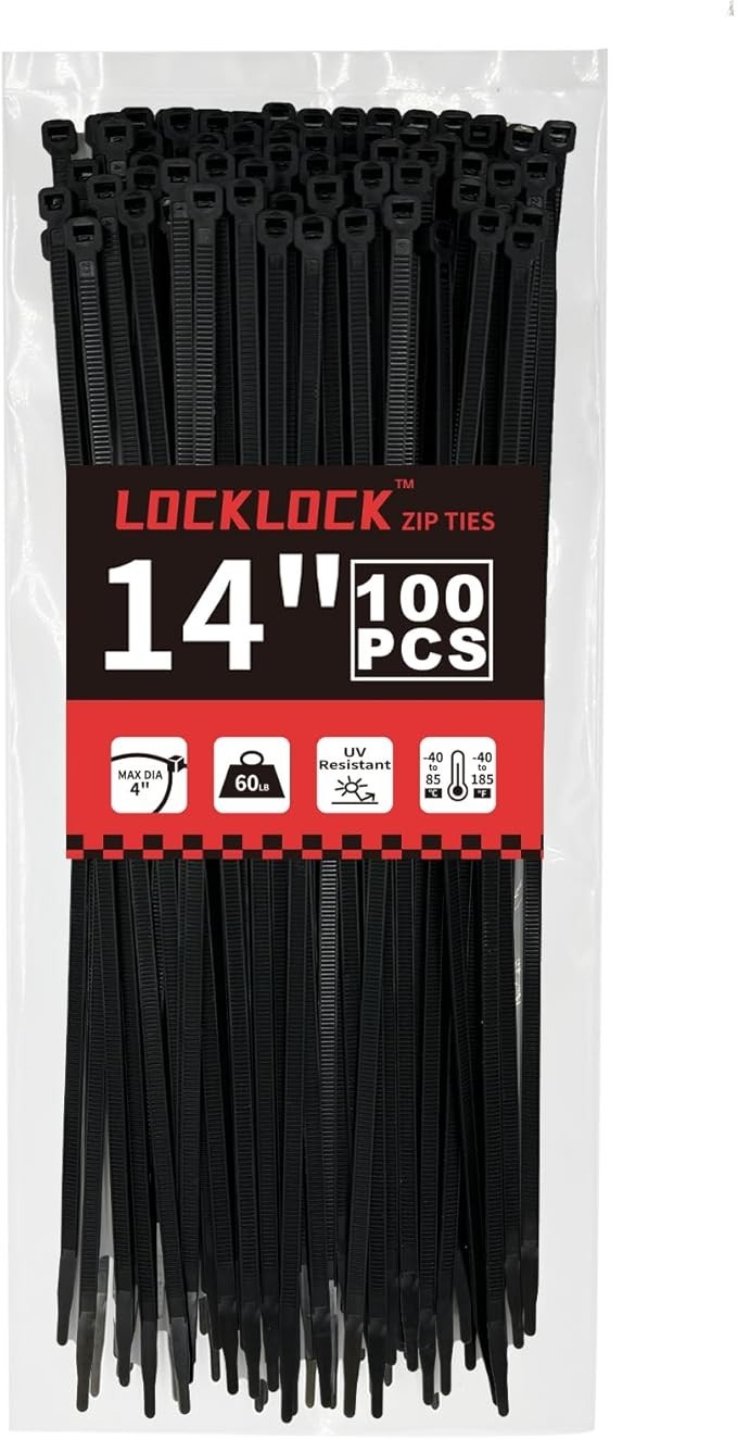 100Pc 14" Cable Ties Heavy Duty 60LBS Ultra Nylon Wrap Wire Zip UV Resistant Lot