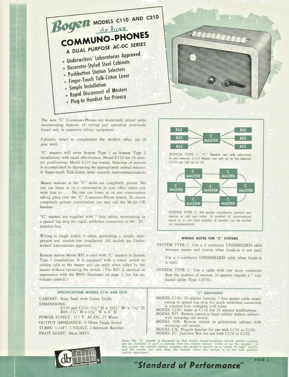 VTG 1954 BOGEN INTERCOM OFFICE SYSTEM BROCHURE/CATALOG/PRICES! COMMUNO-PHONES!!