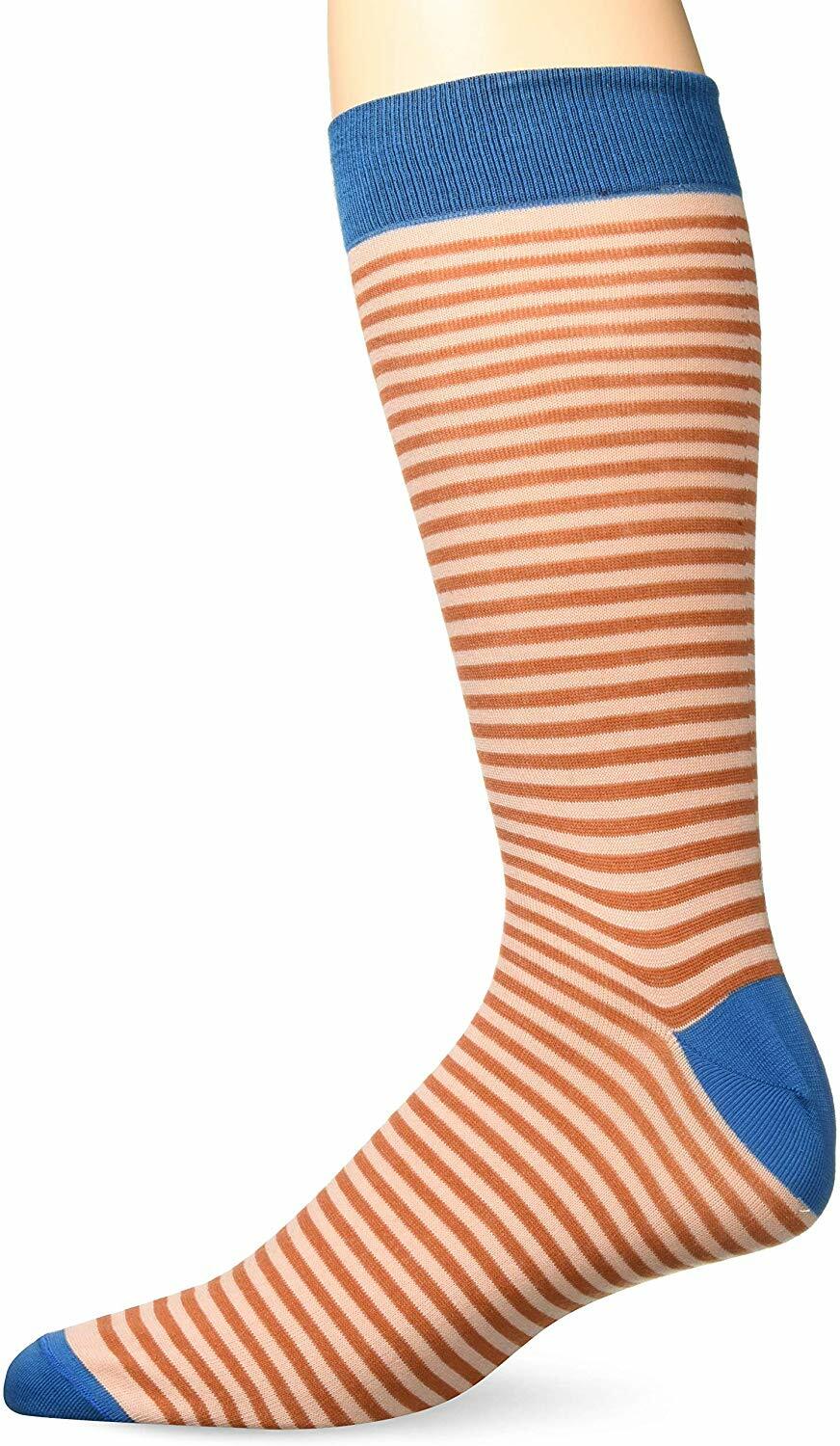 Zanella Dress Socks Blue Brown Striped Made in Italy Z9029, Men's Size 10-13