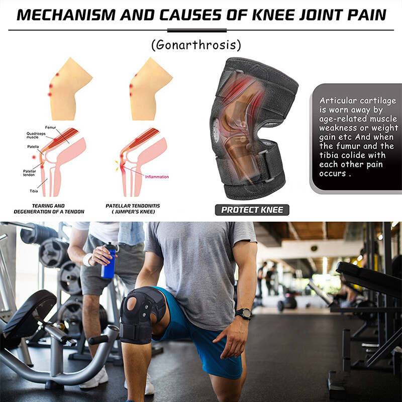 Knee Brace Hinged Open Patella Compression Support Wrap Meniscus Arthritis Joint