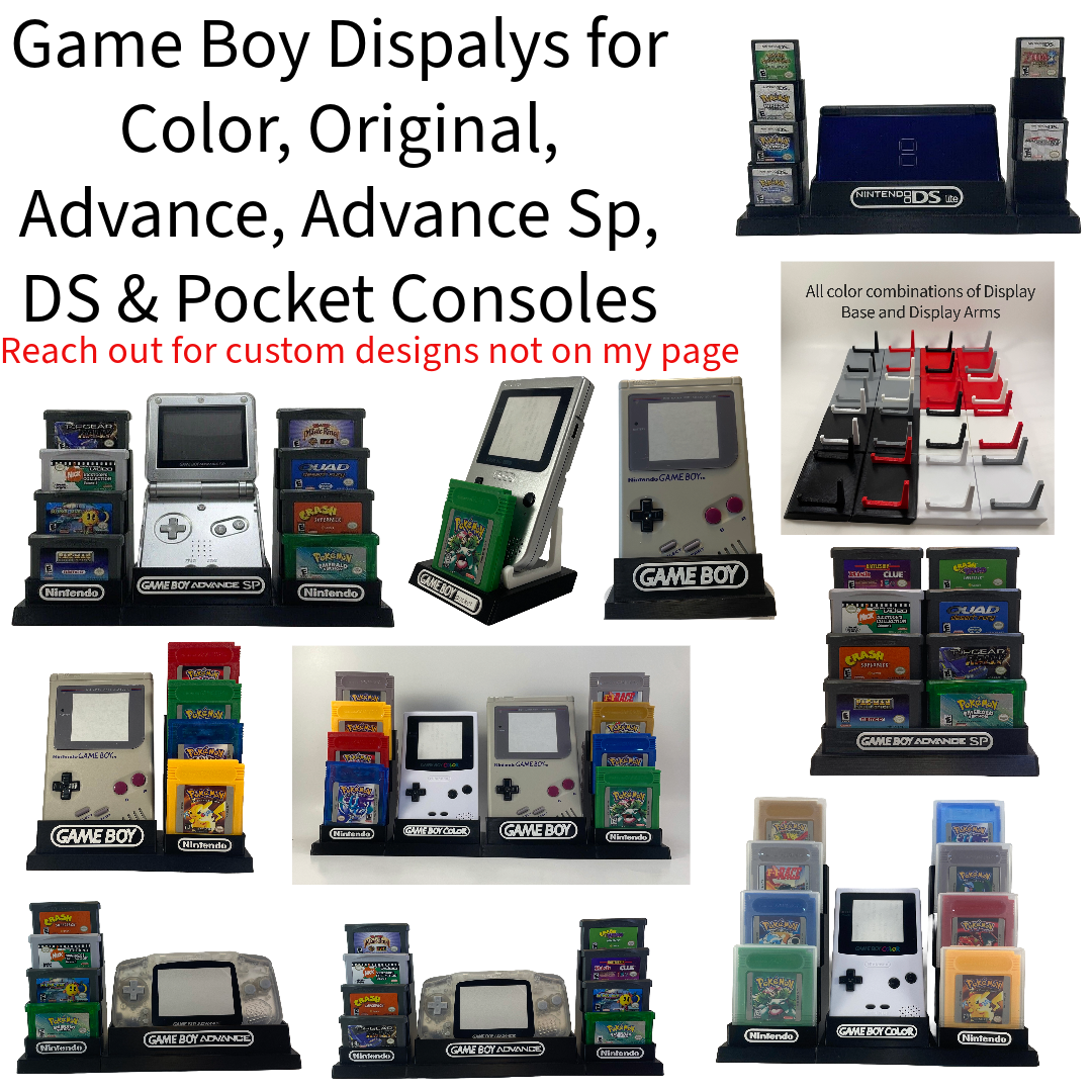 Nintendo Gameboy Advance SP & Game Display - DISPLAY ONLY (Customize Colors)