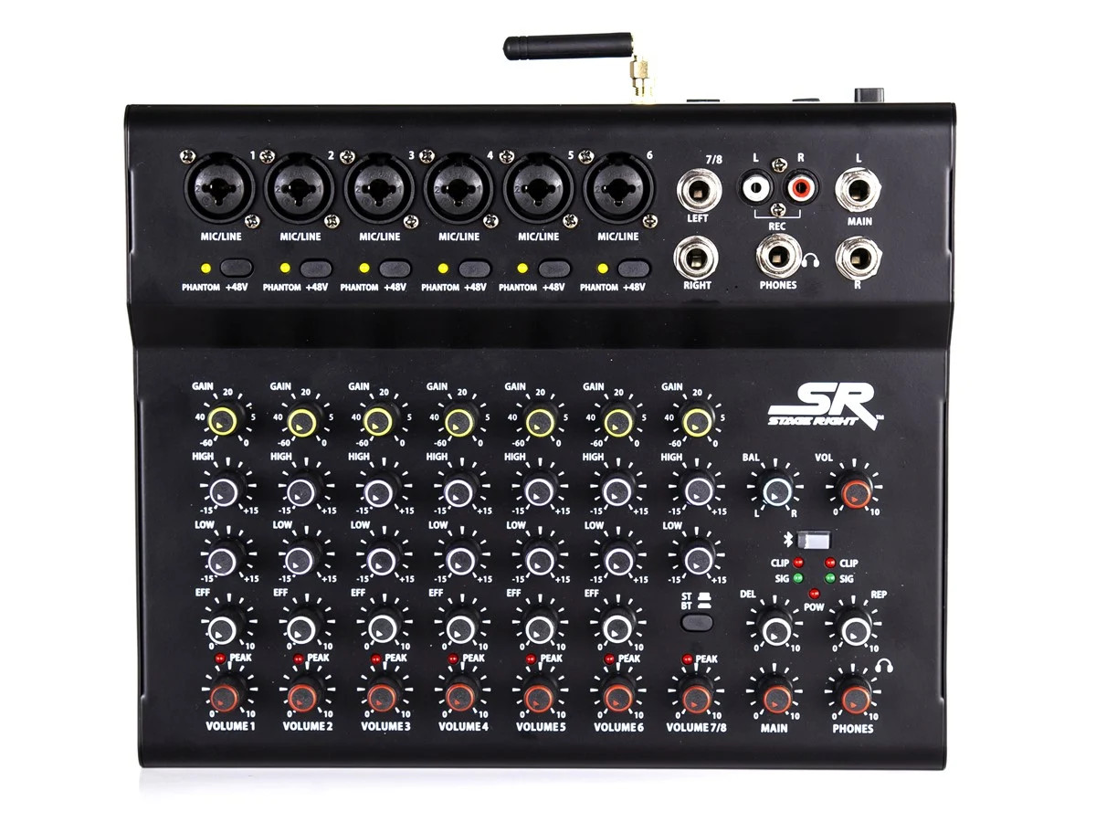 Monoprice ix8B 8-Channel Live Sound and Recording Mixer w/ Bluetooth USB Effects