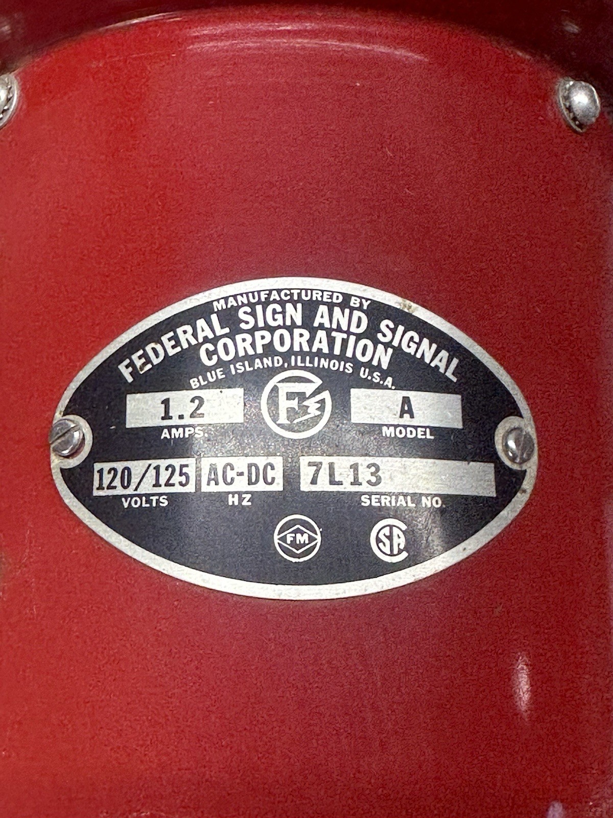 FEDERAL SIGNAL MODEL A SIREN