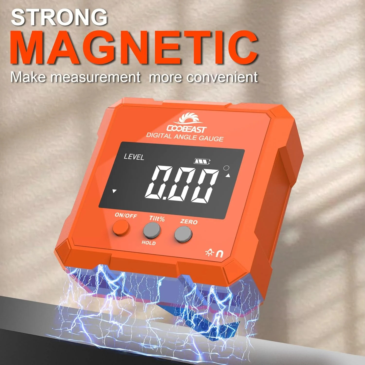 Digital Angle Finder Magnetic Base Compact Digital Level Protractor Orange | Ang