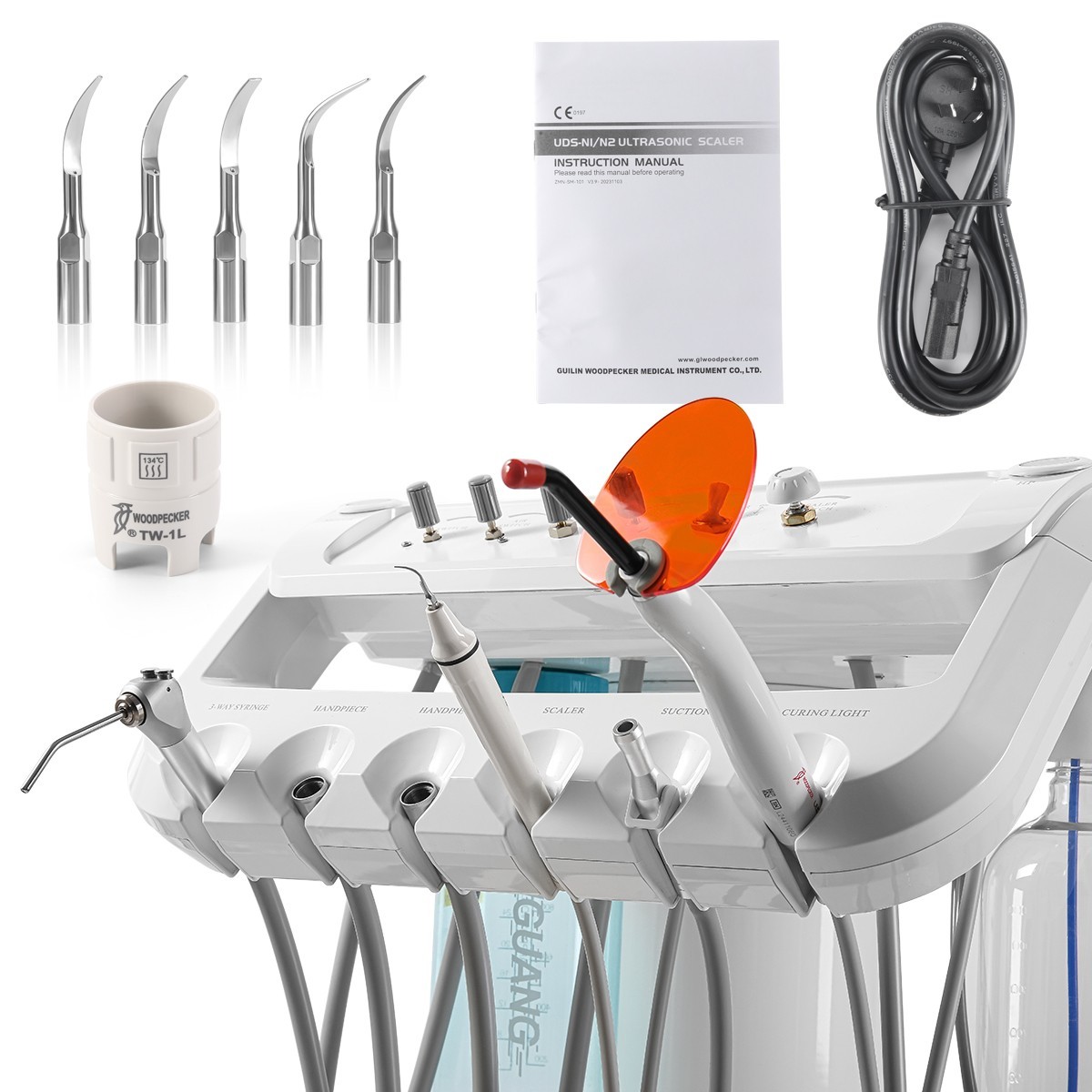 Dental Delivery Mobile Unit Air Compressor Light Curing scalers Suction System