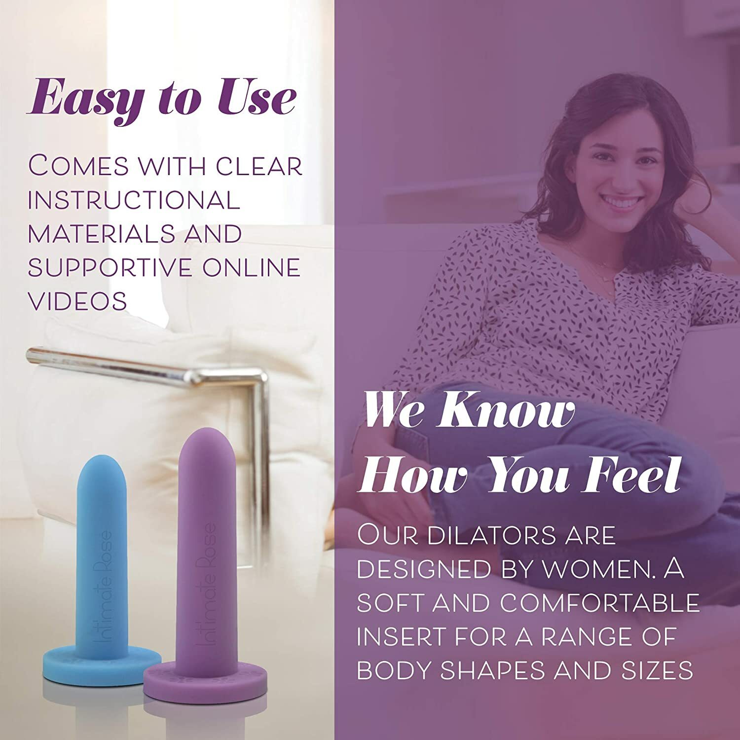 Silicone Dilators for Women & Men, Medium 4-Pack Sizes 3-6 Dilator Intimate Rose
