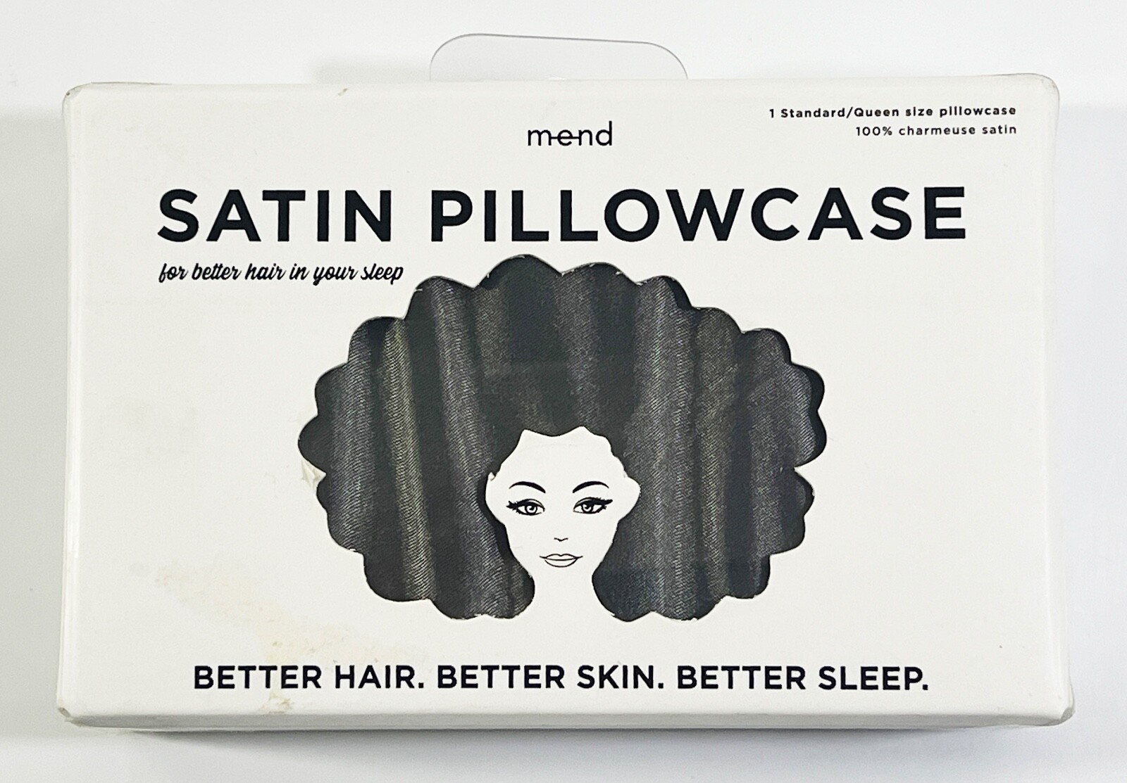 Mend Satin Pillowcase 1 Standard/Queen Size Gray NEW