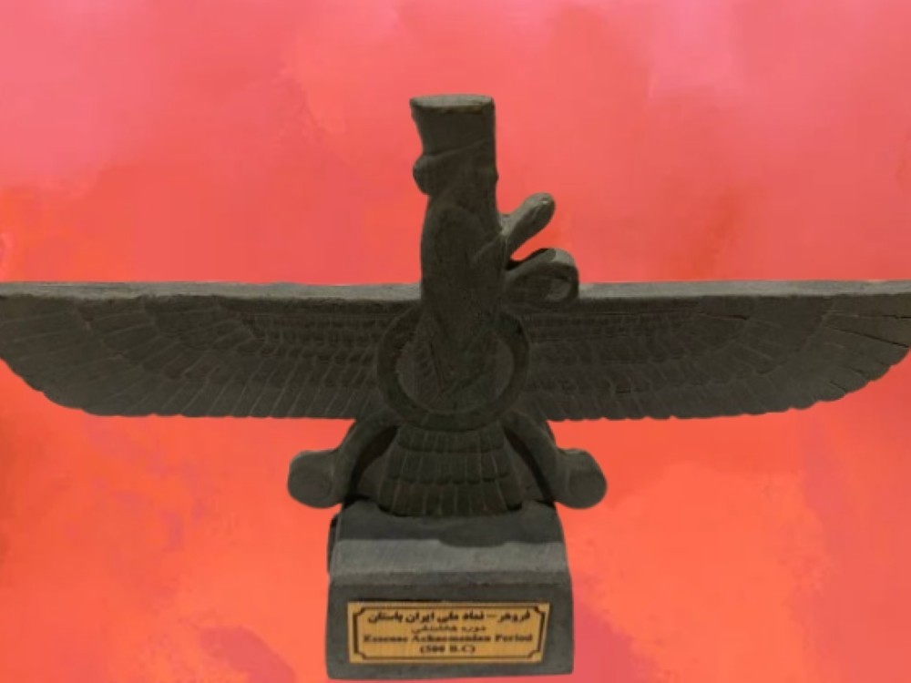 Handmade Farvahar Statue – 6” x 4” | Charcoal Finish | Cultural Art Figurine |