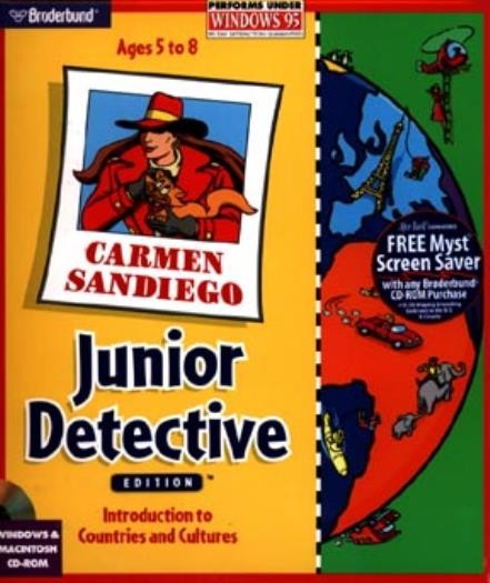 Carmen Sandiego: Junior Detective PC CD learn to find clues track villains game!
