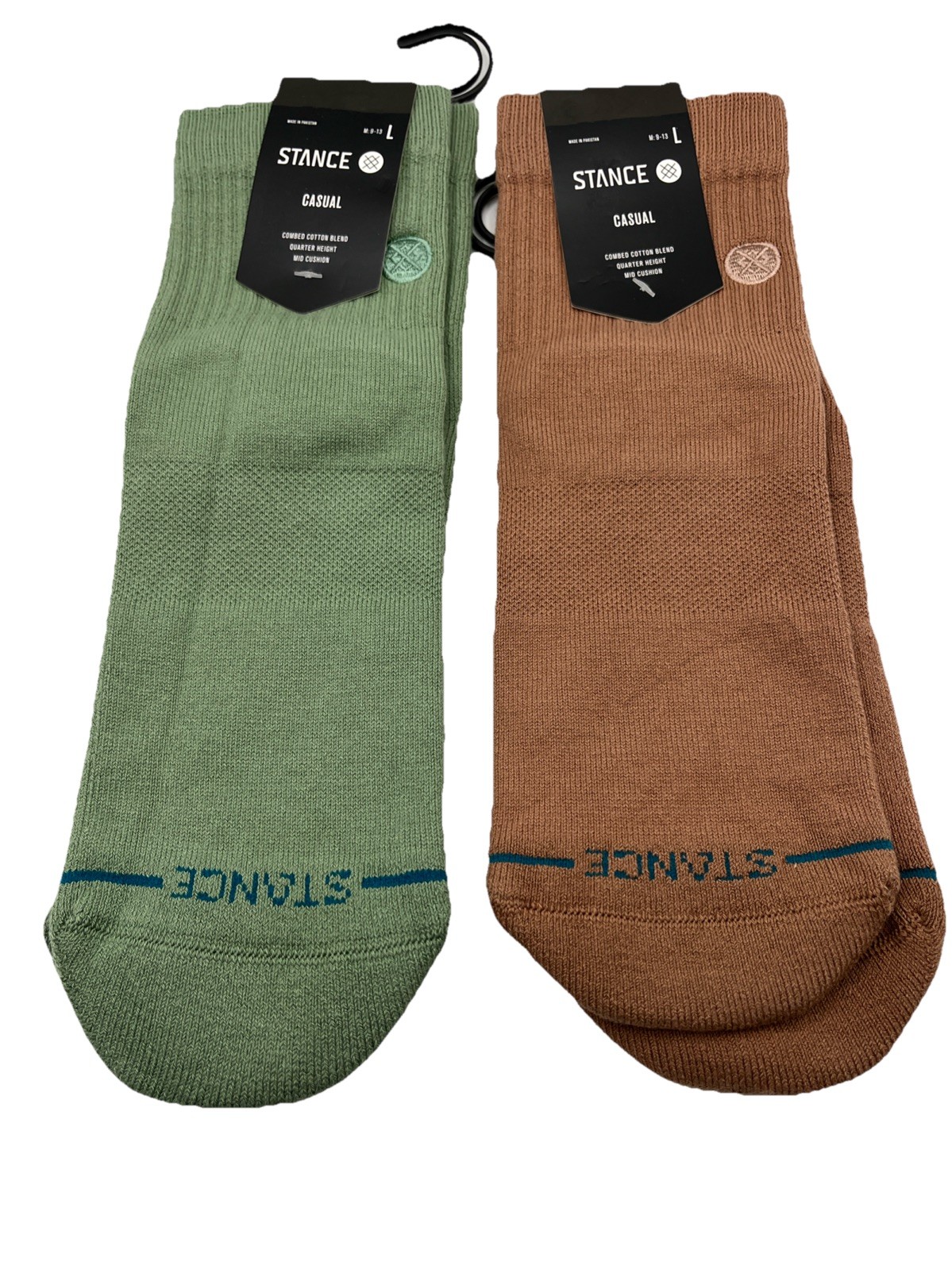 Stance Icon Quarter Casual Socks Men’s Size Large L - Brown & Sage 2 Pair NWT