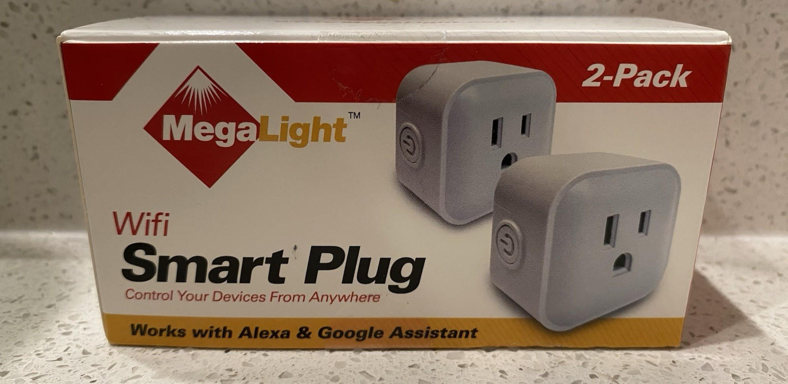 MegaLight WiFi Smart Plug 2-Pack Voice/App Control Alexa Google Tuya SCG-1PWF3