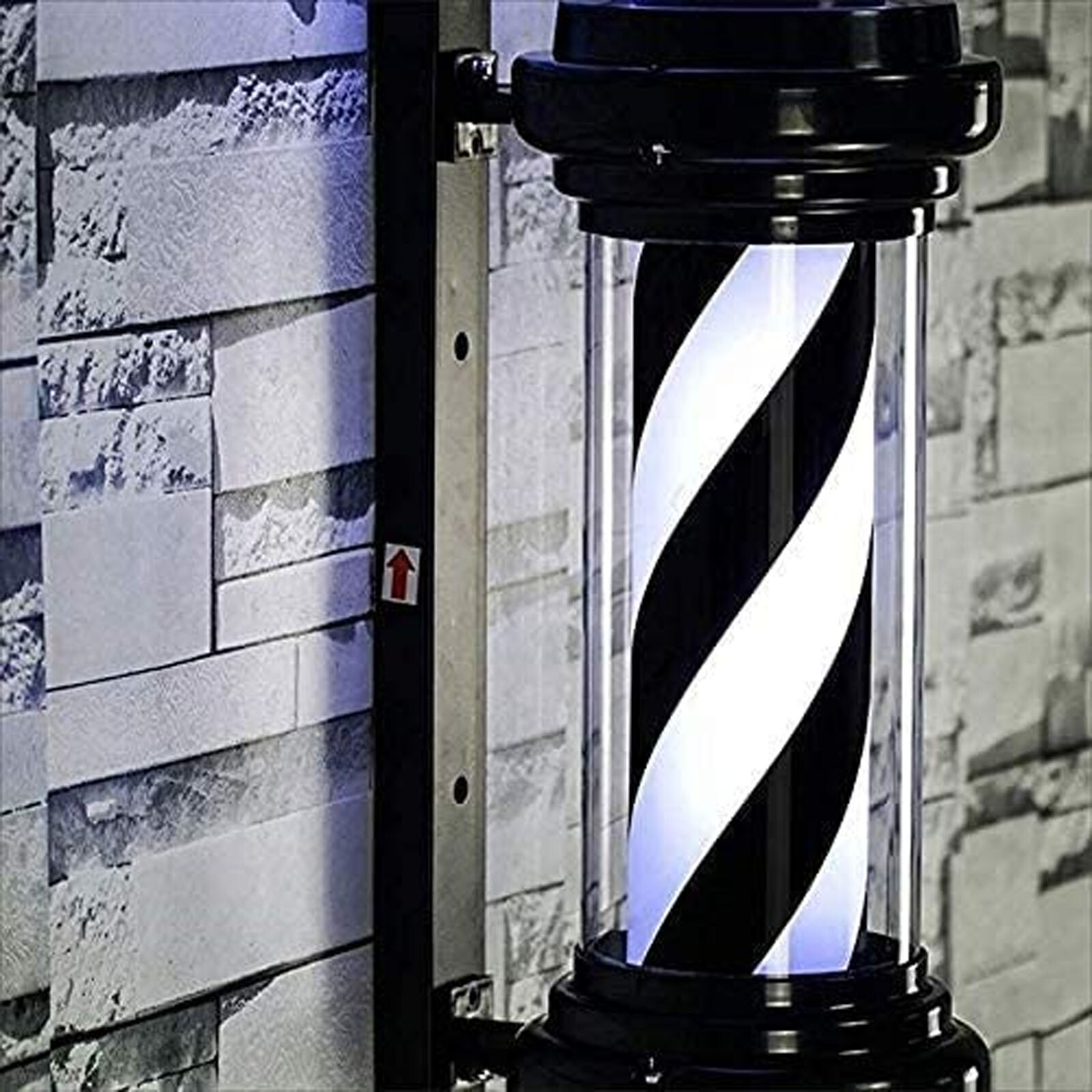 Barber Pole Rotating Light LED Barber Shop Stripes Wall Lamp Hair Salon Sign NEW