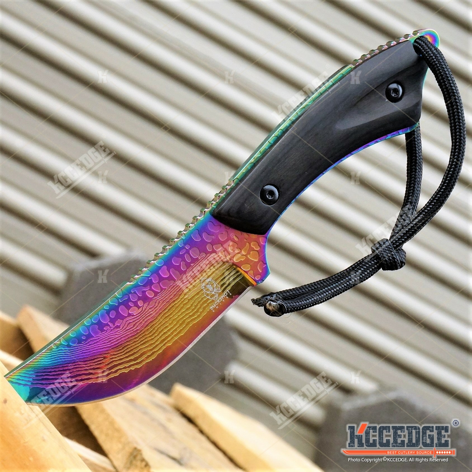7.5" TACTICAL DAMASCUS ETCHED FIXED BLADE FULL TANG Survival Hunting Knife