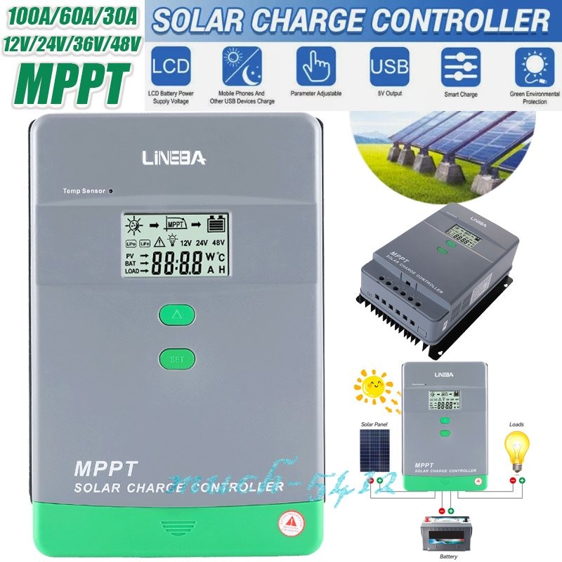 MPPT Controlador de carga para solar panel 30/50A/100A 12V/24V/36V/48V Regulador