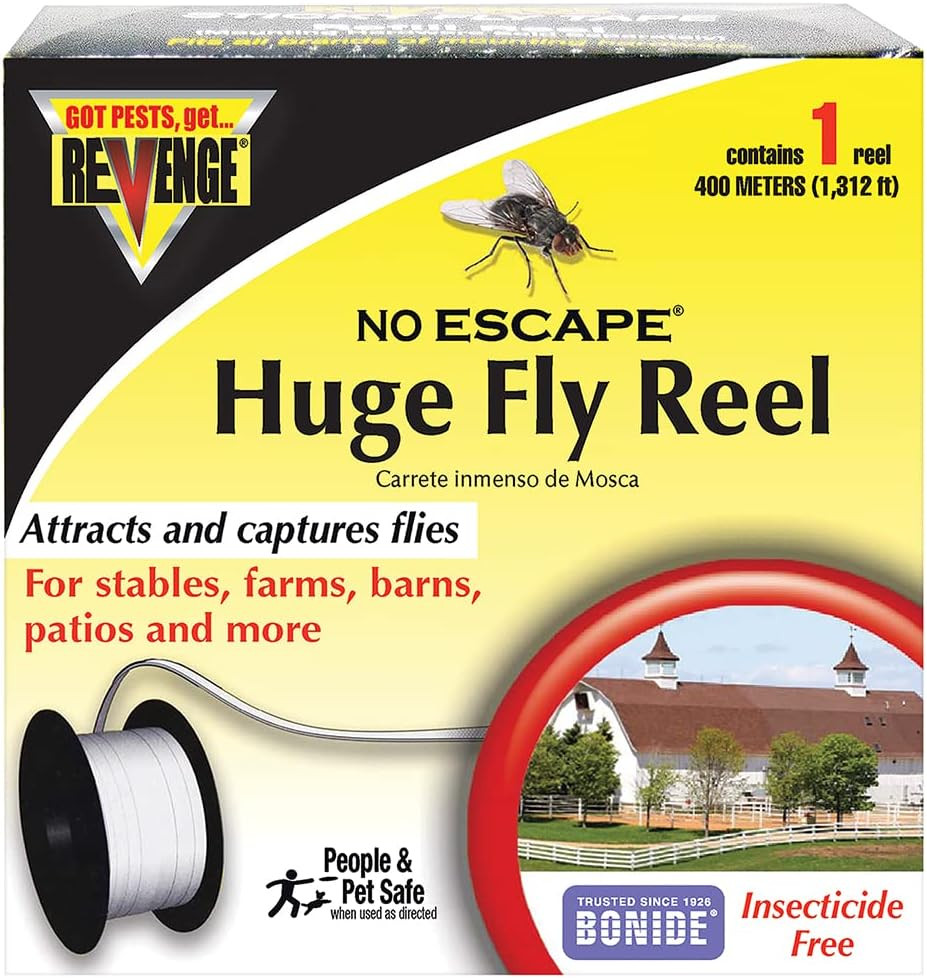 Revenge No Escape Huge Fly Reel Sticky Tape Trap, 1,312' Indoor Outdoor Hanging