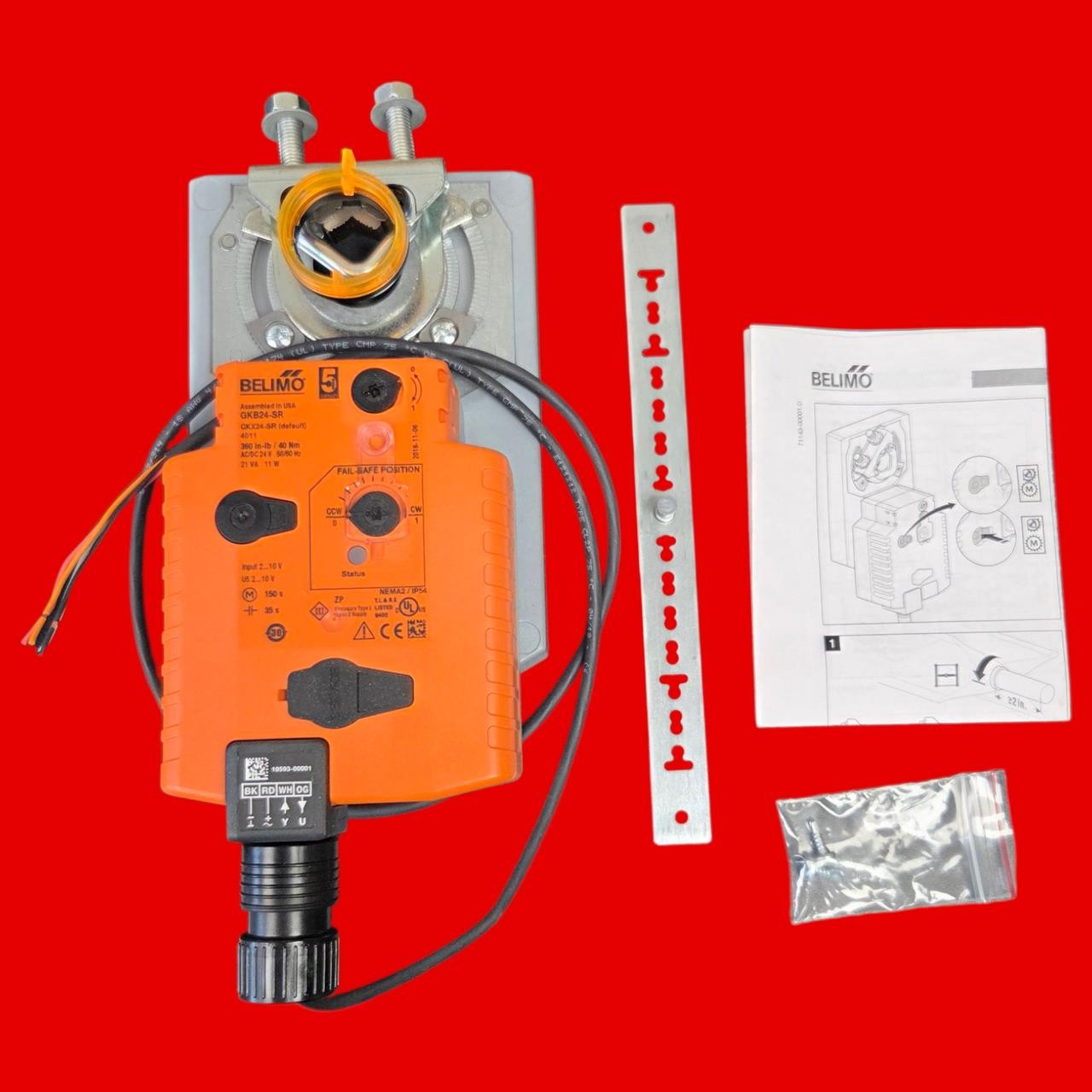 Belimo GKB24-SR Damper Actuator, 360 in-lb [40 Nm], Electronic fail-safe, AC/DC