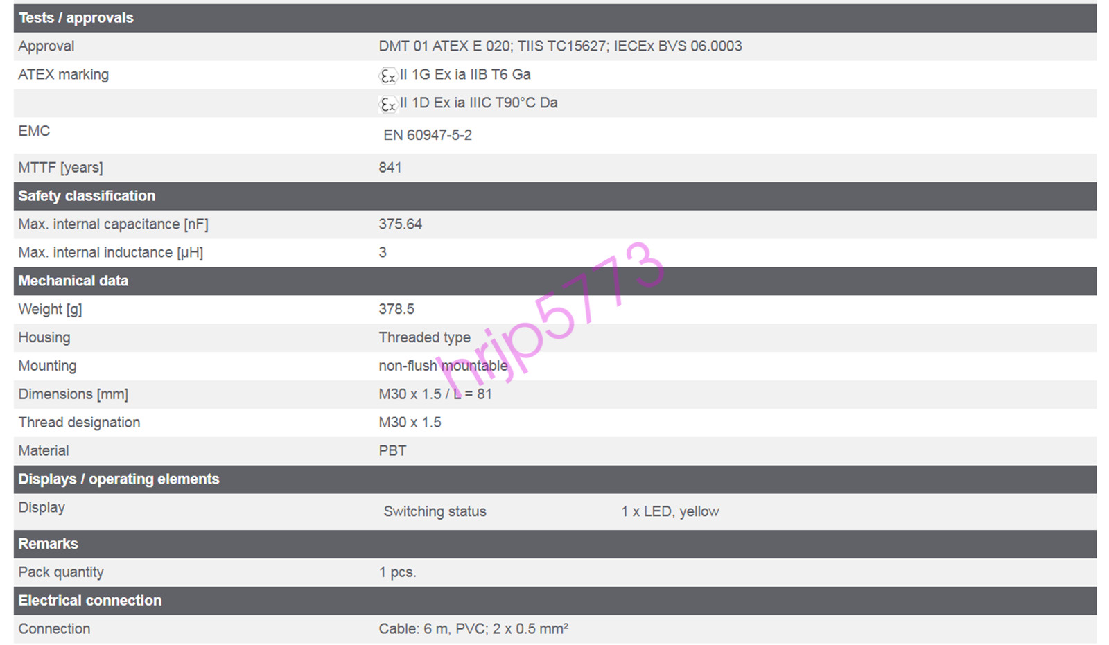 IFM KI5031 Capacitive NAMUR Sensor Threaded Type New ✦KD