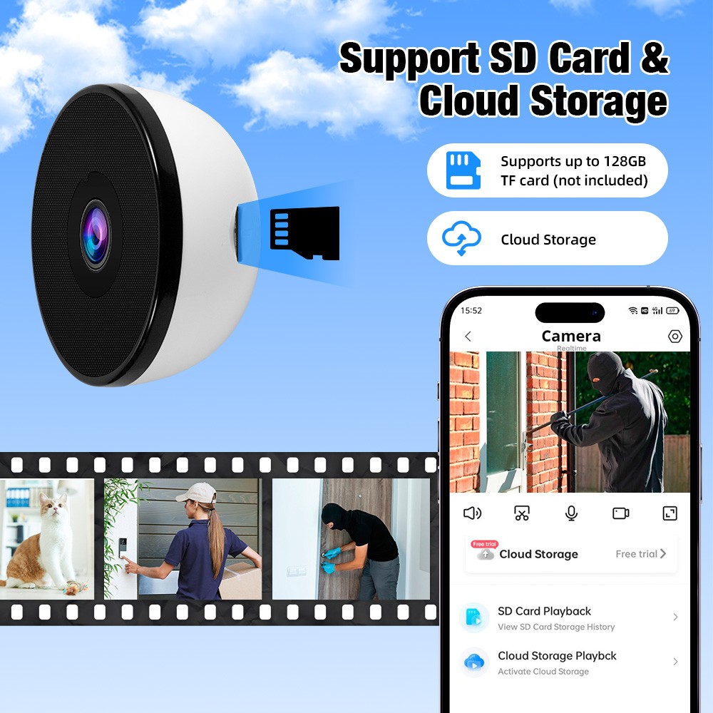 2.4G WIFI 4MP Window Camera Indoor for Home Security Easy&Quick Install 2.5K