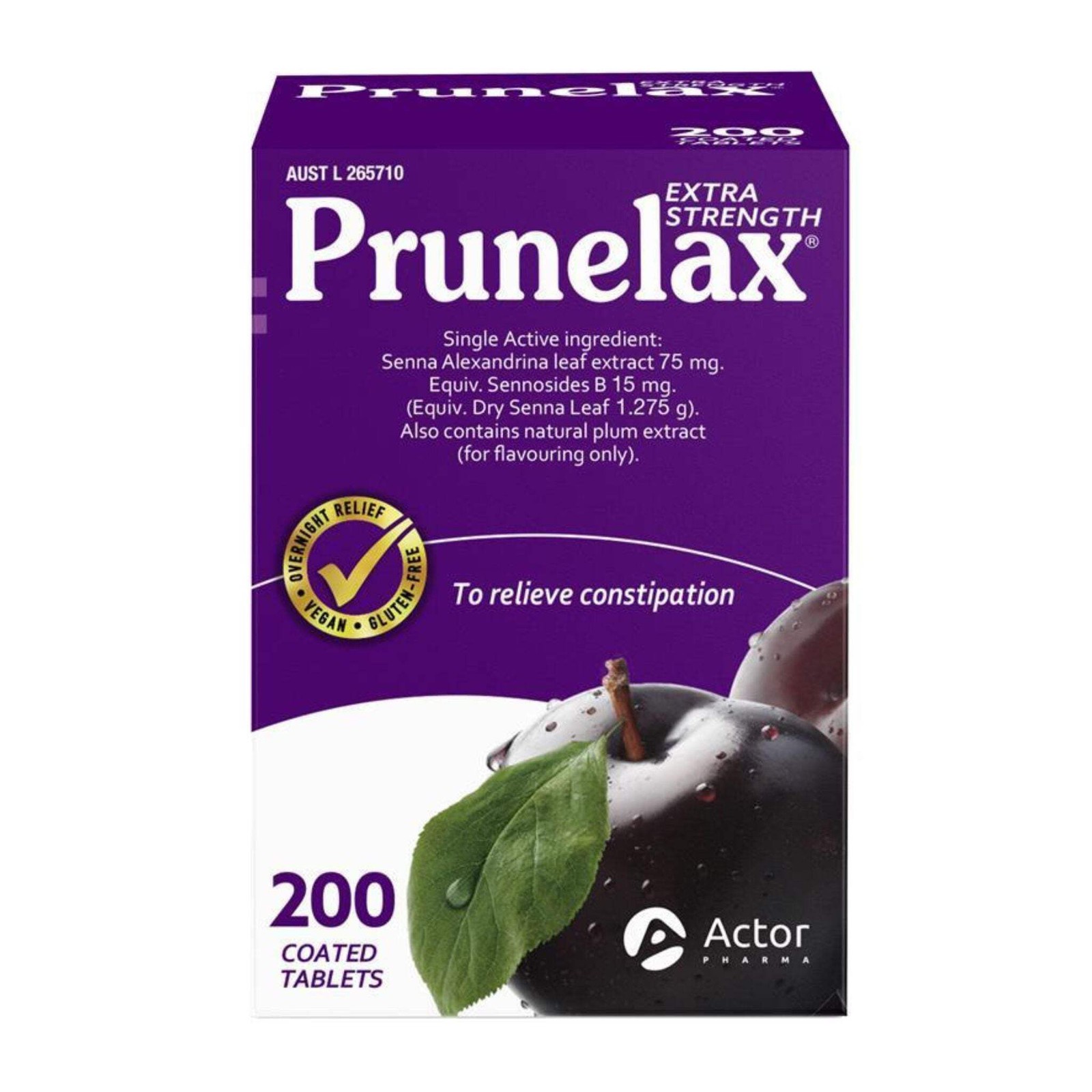 Prunelax Extra Strength Natural Senna Laxative Tablets – 200 Tablets