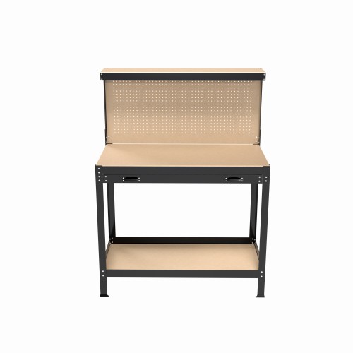 KA 63" Tools Cabinet Tool Storage Workshop Table with Drawers and Pegboard
