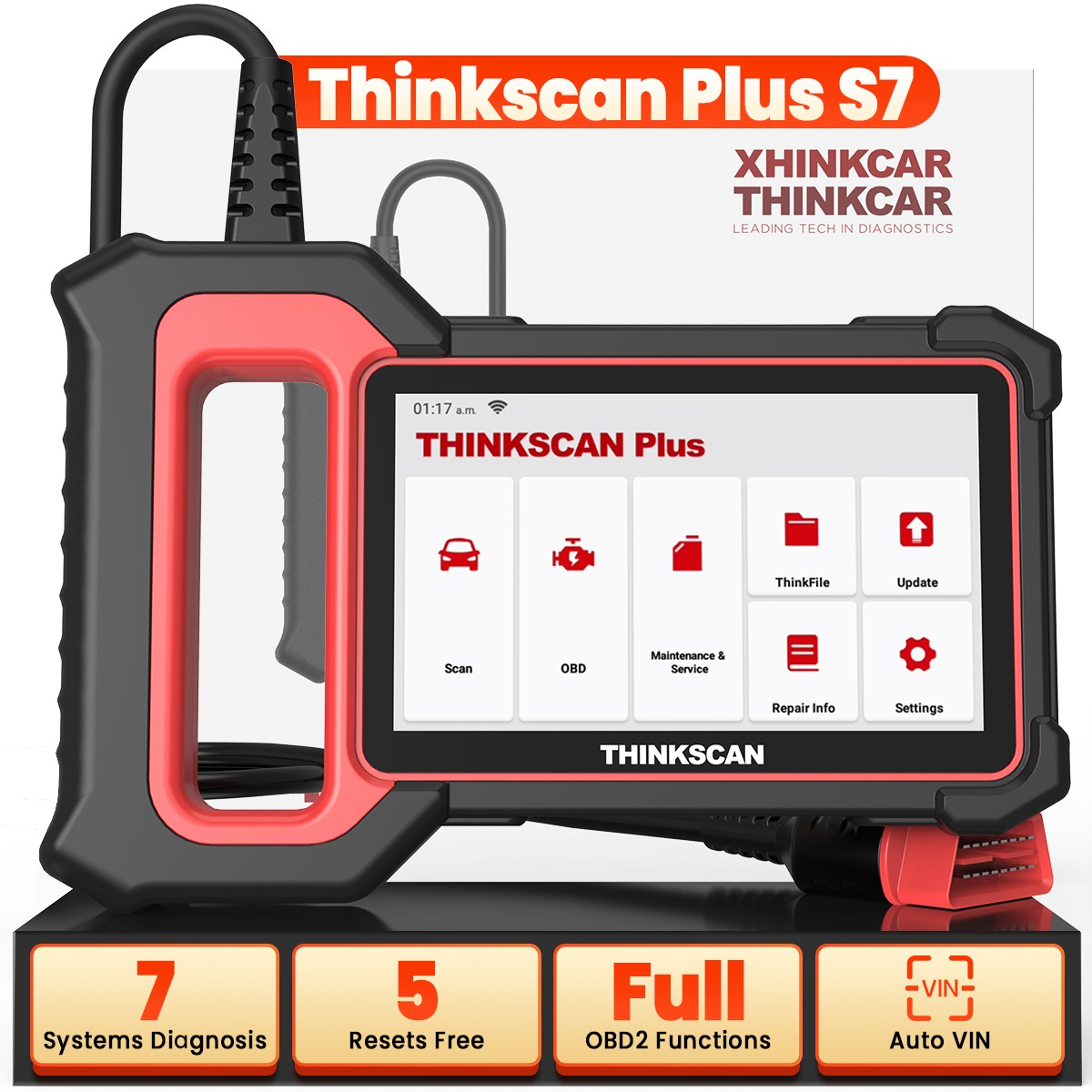 Thinkscan Plus S7 Engine ABS SRS Car Diagnostic OBD2 Code Reader Auto Scanner US