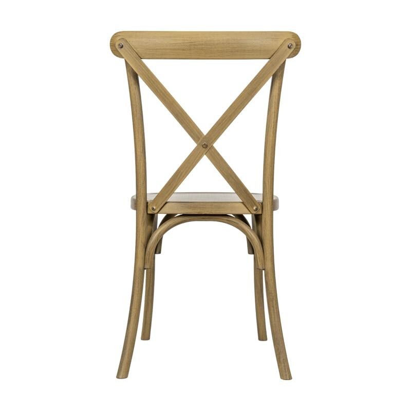 10 PACK Bistro Style Cross Back Restaurant Dining Chair in Resin Chestnut Finish