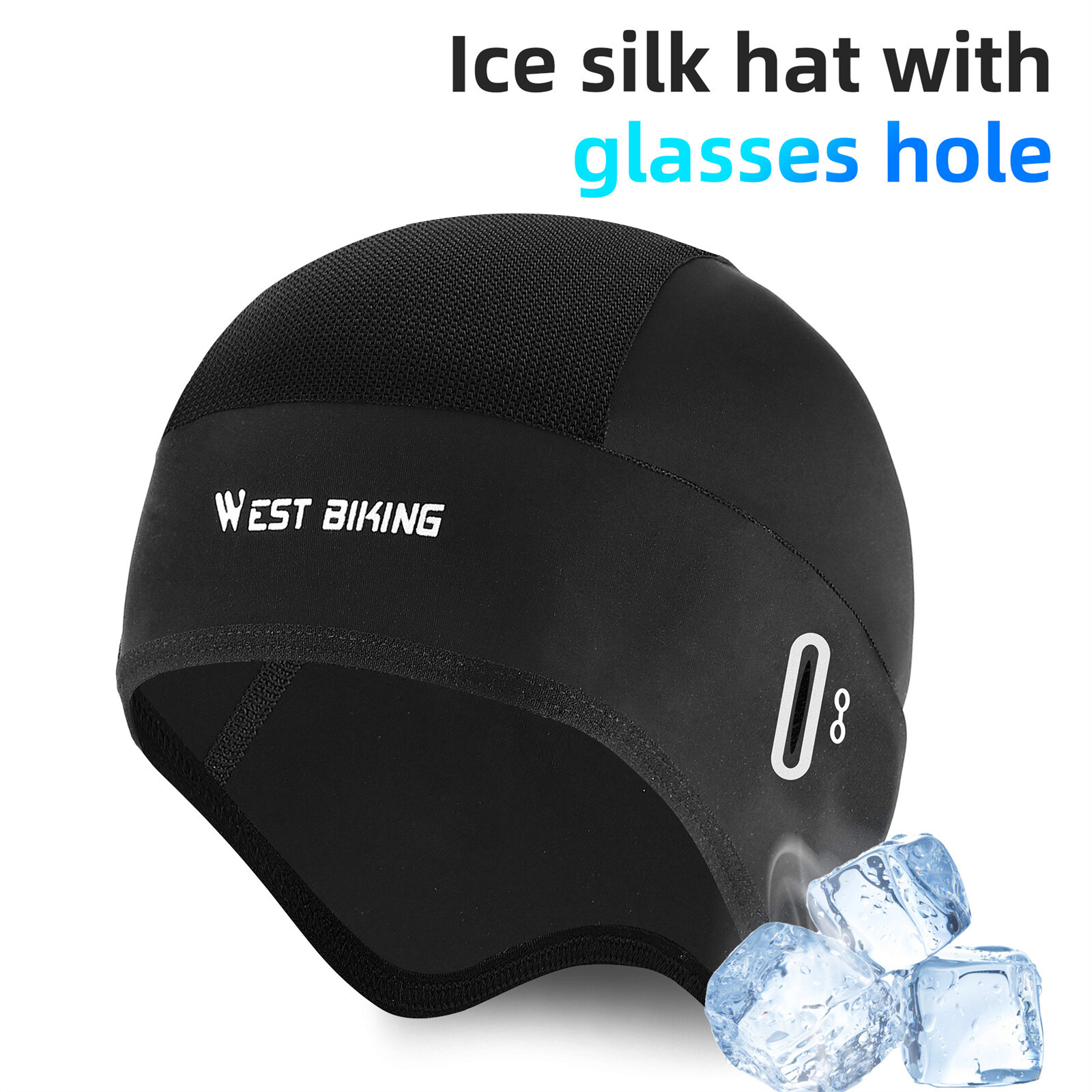 WEST BIKING Ice Silk Cycling Cap Sports Under Helmet Hat With Glasses Hole Black