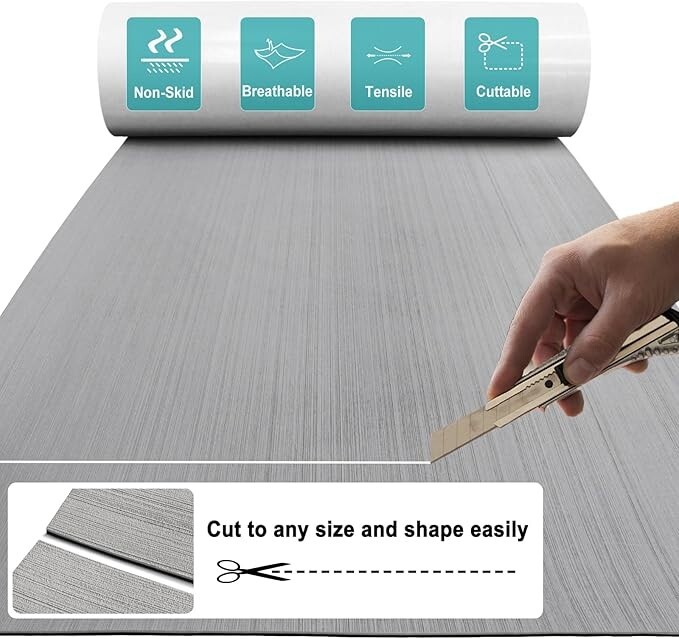 94.5'' EVA Foam Boat Decking Sheet Mat Faux Teak Marine Yacht Flooring LightGray