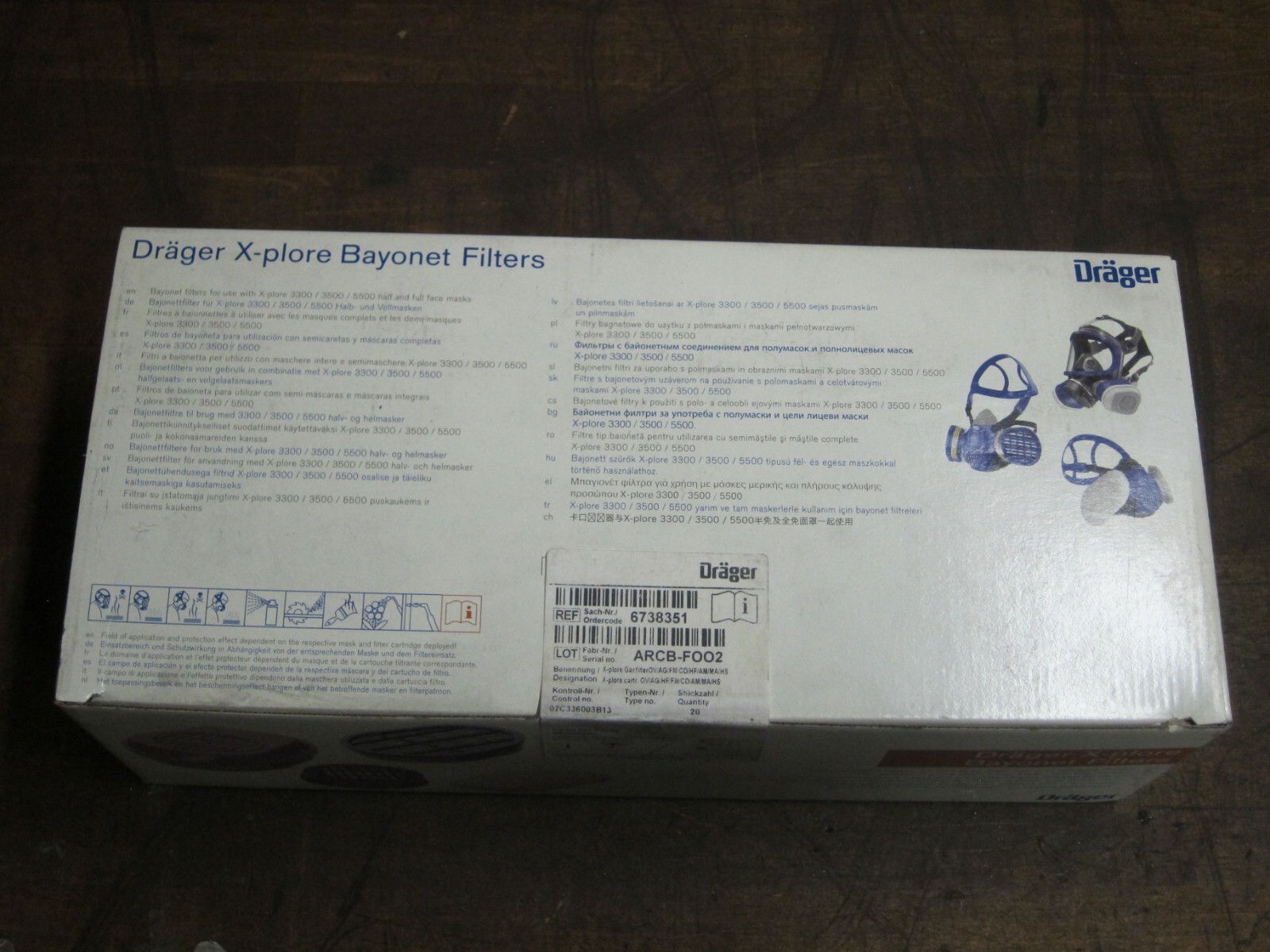Drager 6738351 Filter, X-plore filter OV/AG/HF/FM/CD/AM/MA/HS 20 Pack