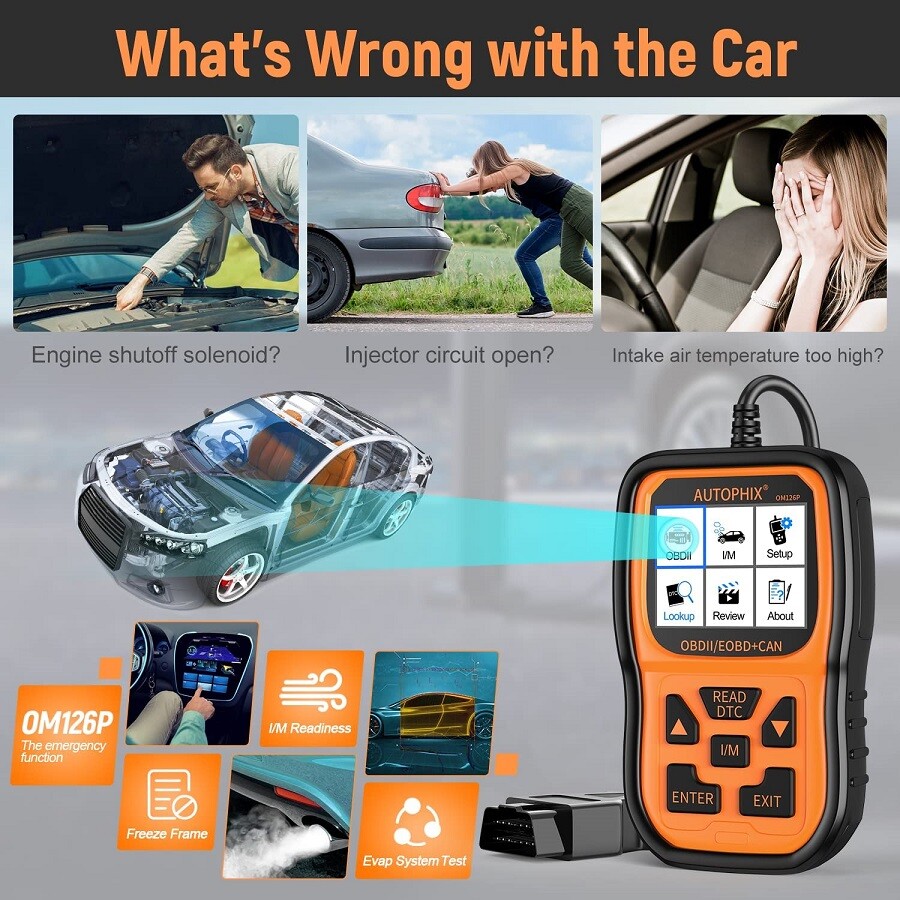 Autophix OM126P Check Engine Light Code Reader Car Scanner OBD2 Diagnostic Tool