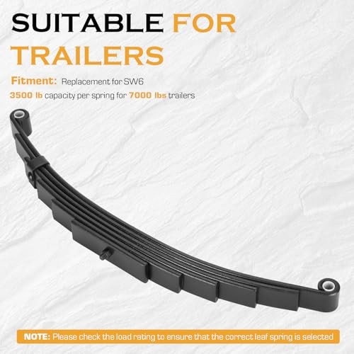 Trailer Leaf Spring 6 Leaf Double Eye 3500 lbs Cap for 7000 lbs Axle Set 1