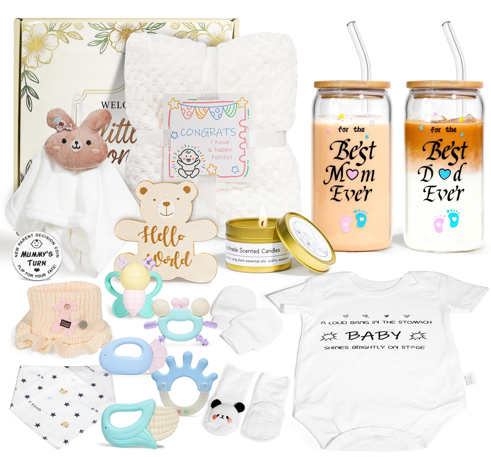 CLTTCLLCT New Mom Gifts for Women, 17pcs Gender Reveal Gifts for New Parent, ...