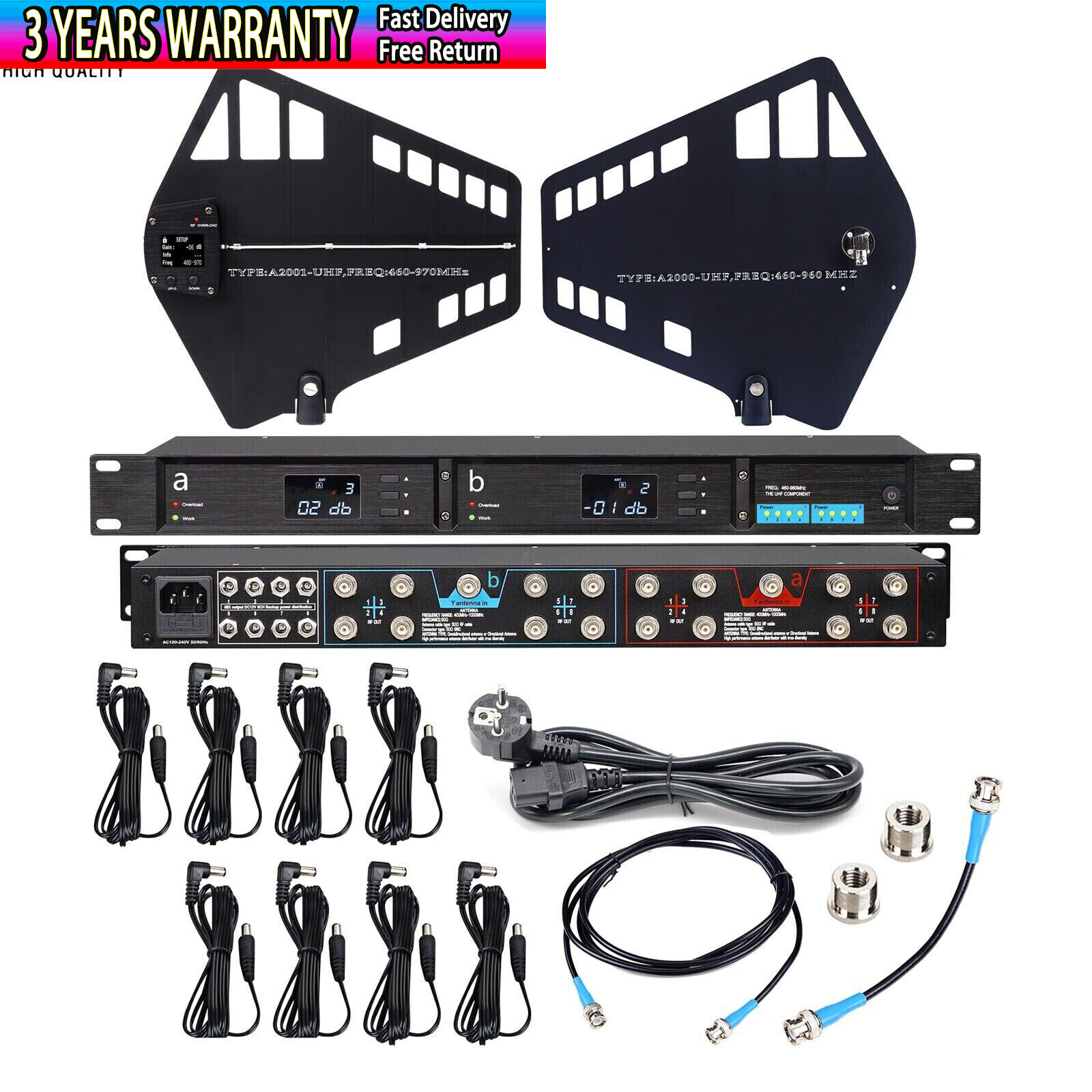 16 Channel 500M/1640.4FT UHF Antenna Distribution System Microphone Signal Amp
