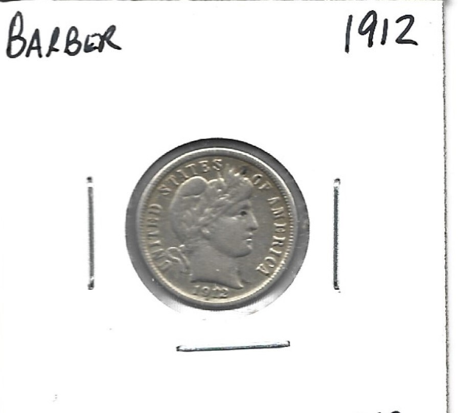 1912 Barber Dime XF detail