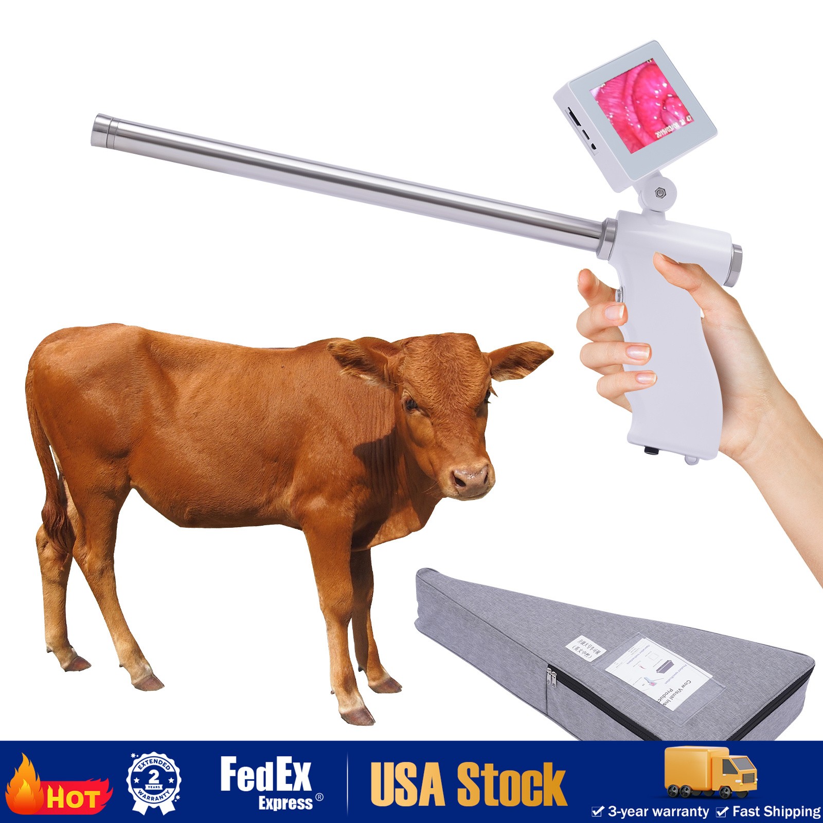 Visual Insemination Gun Cattle Cows for Livestock Artificial Insemination Kit HD