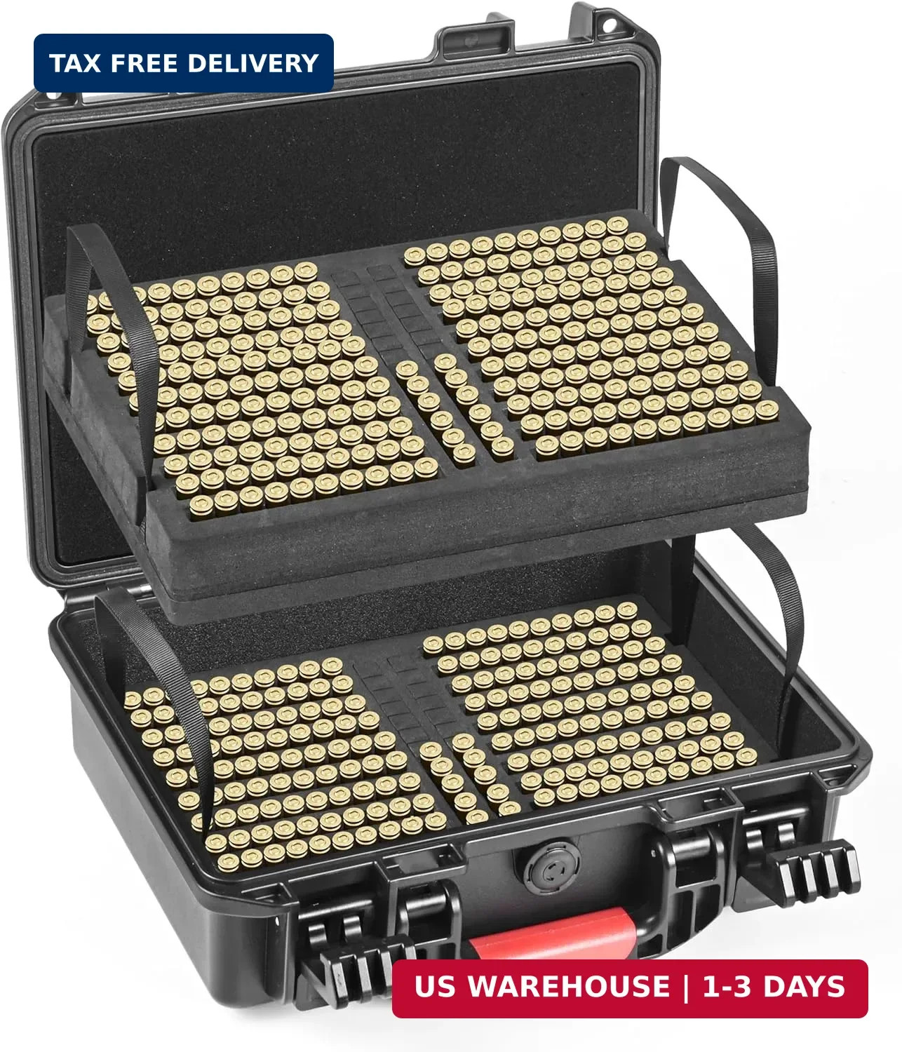 Kinghardcase 500 Round 9mm Ammo Case, Optimized for Speed Loader Use 9mm Ammo St