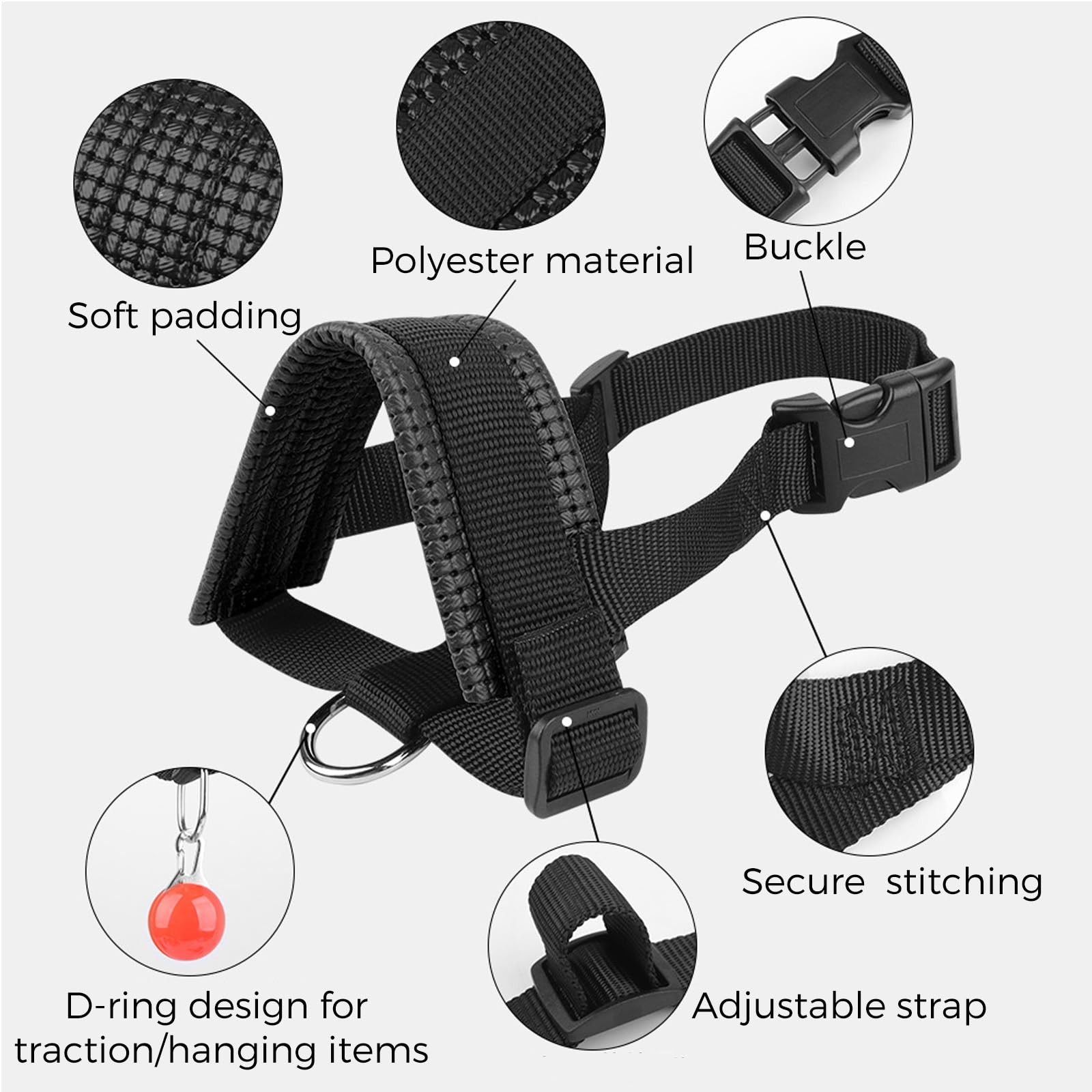 Nylon Dog Muzzle for Small,Medium,Large Dogs Prevent from Large, Black