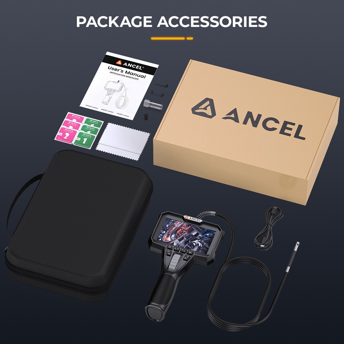 ANCEL AN302 HD Lens Articulating Borescope Endoscope Camera Inspection Camera