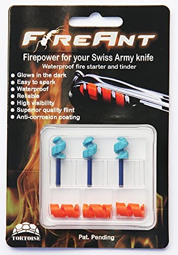 FireAnt 3 Pack  Fire Starter and Tinder System for Swiss Army Knives Blue Glow