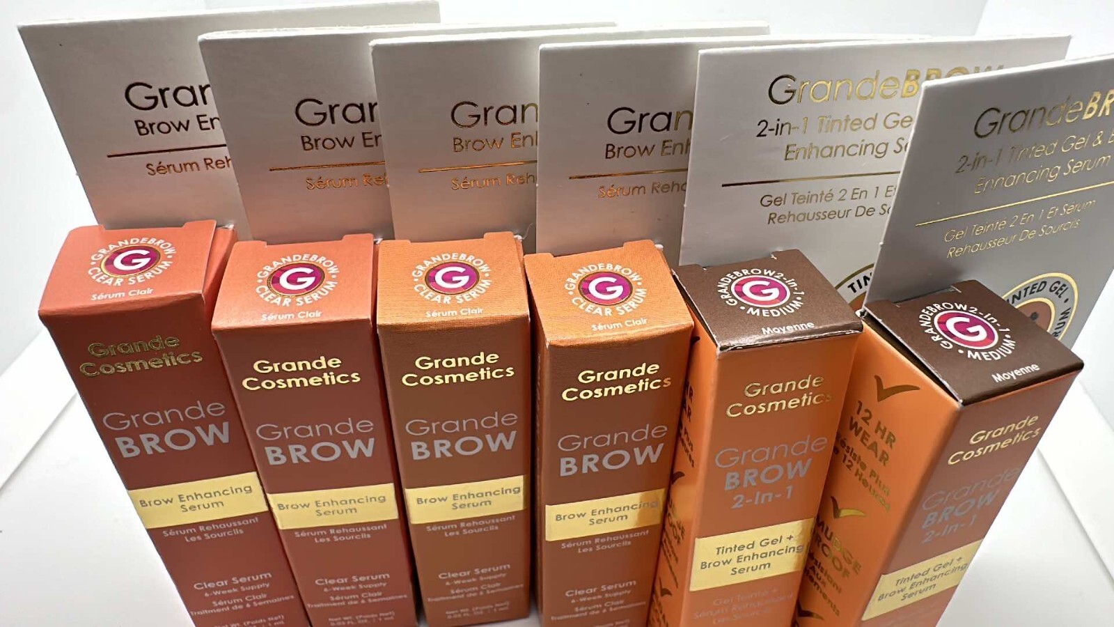 Lot 6 Grande Cosmetics Grande Brow Set Tinted Gel + Enhancing Clear Serum W33