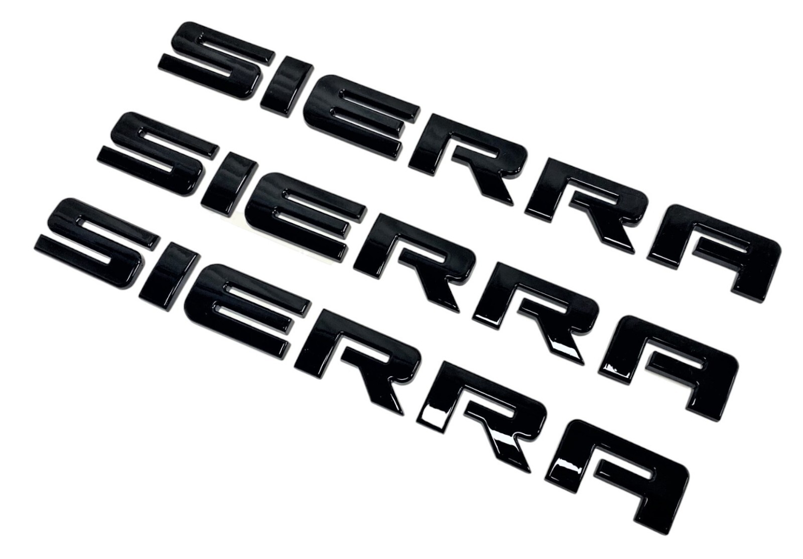 3PC BLACK SIERRA REPLACEMENT FOR GMC EMBLEM FRONT DOOR TAILGATE BADGE NAMEPLATE